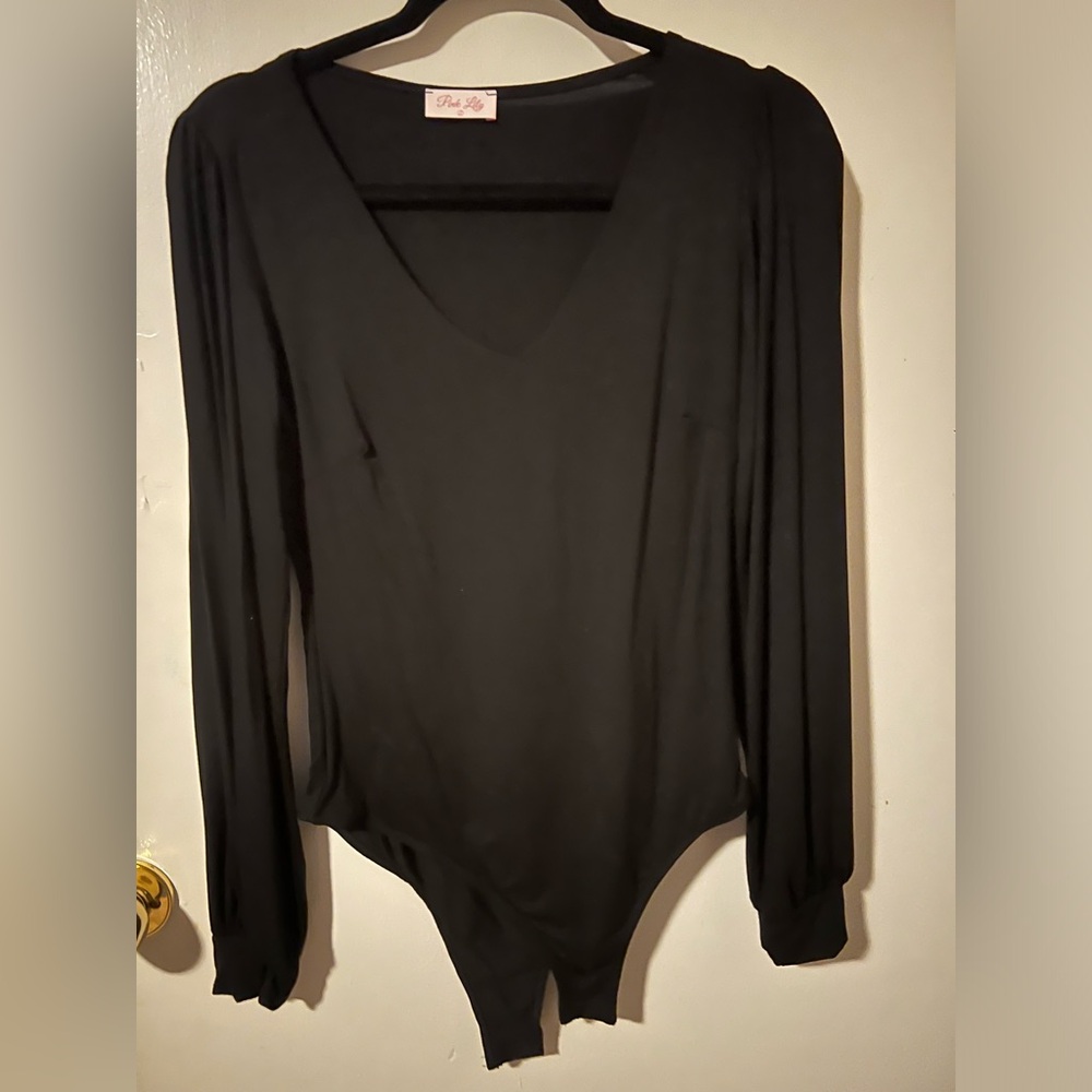 Pink Lily Black Fitted Long Sleeve Bodysuit